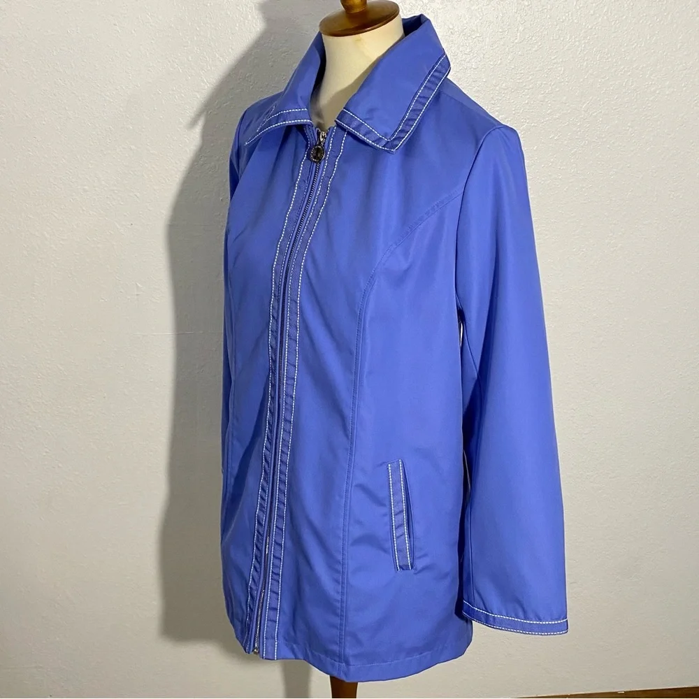 dennis basso Royal Blue Hooded Rain Jacket